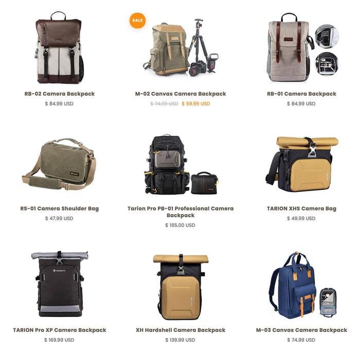 Tarion photo backpacks