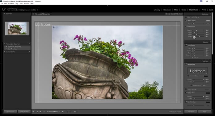 Lightroom slideshow make