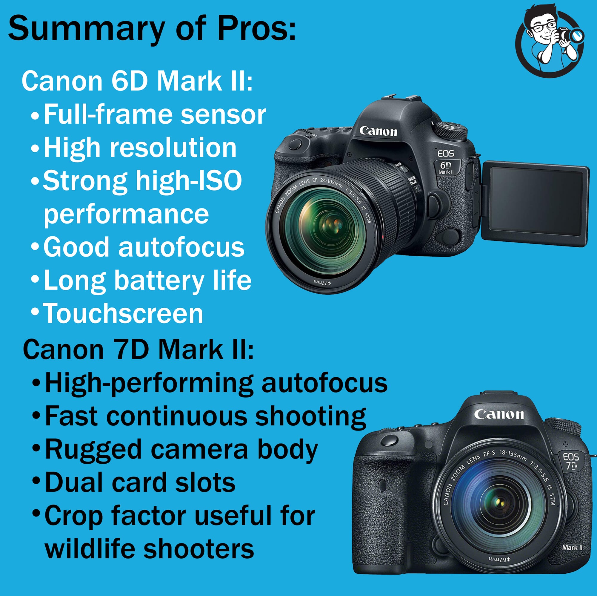 Pros summary Canon 6D vs 7D