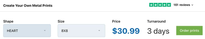 Adorama metal photo print price estimate