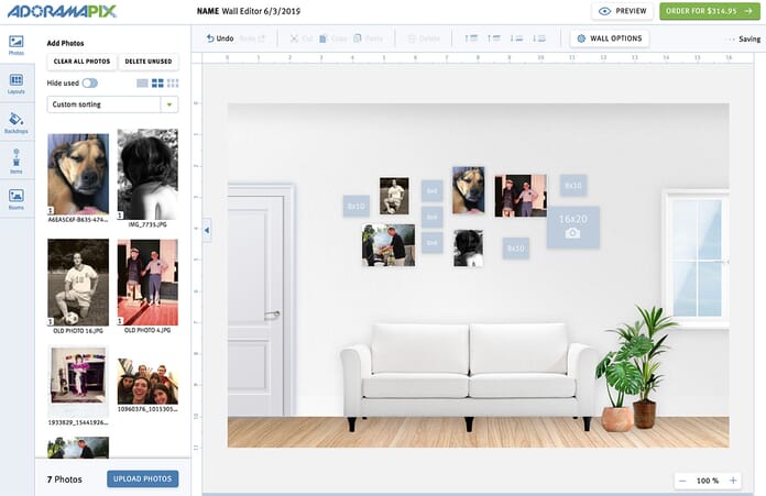 AdoramaPix virtual room editor