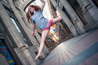 shot of girl jumping