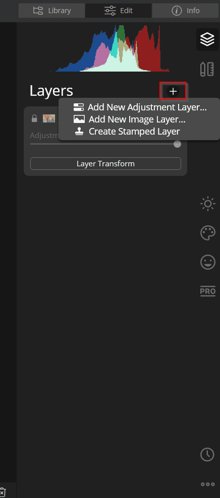 adding a layer in luminar
