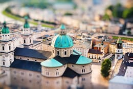Salzburg Dome with a tilt lense miniature effect.