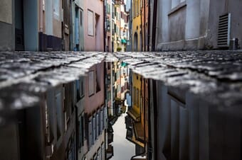 reflection of buildings in water