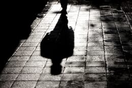 Shadow of a man walking.