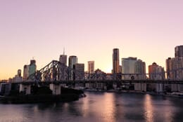 Brisbane city skyline as viewed from Wilson Outlook Reserve