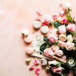 valentine's day photoshoot ideas flowers on a flat lay background