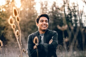 Bright portrait with dark background