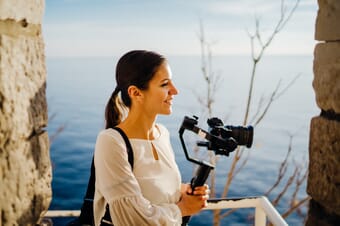 A woman with a Gimbal