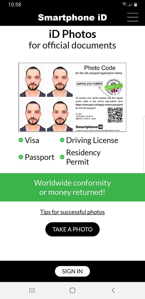 Official Passport Photo – Smartphone iD