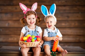 Two kids with easter decoration