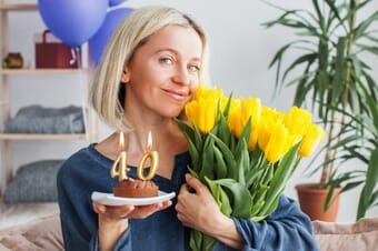 Women celebrating her 40th birthday