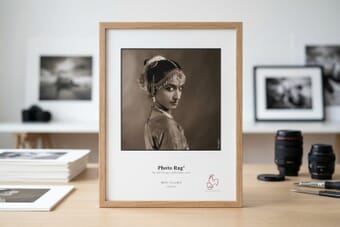Hahnemuhle Photo Rag fine art inkjet paper in a photography studio workspace