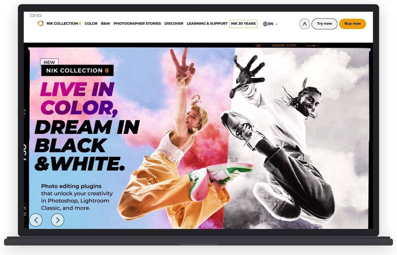 Nik Collection 9 website showing the suite of photography plugins