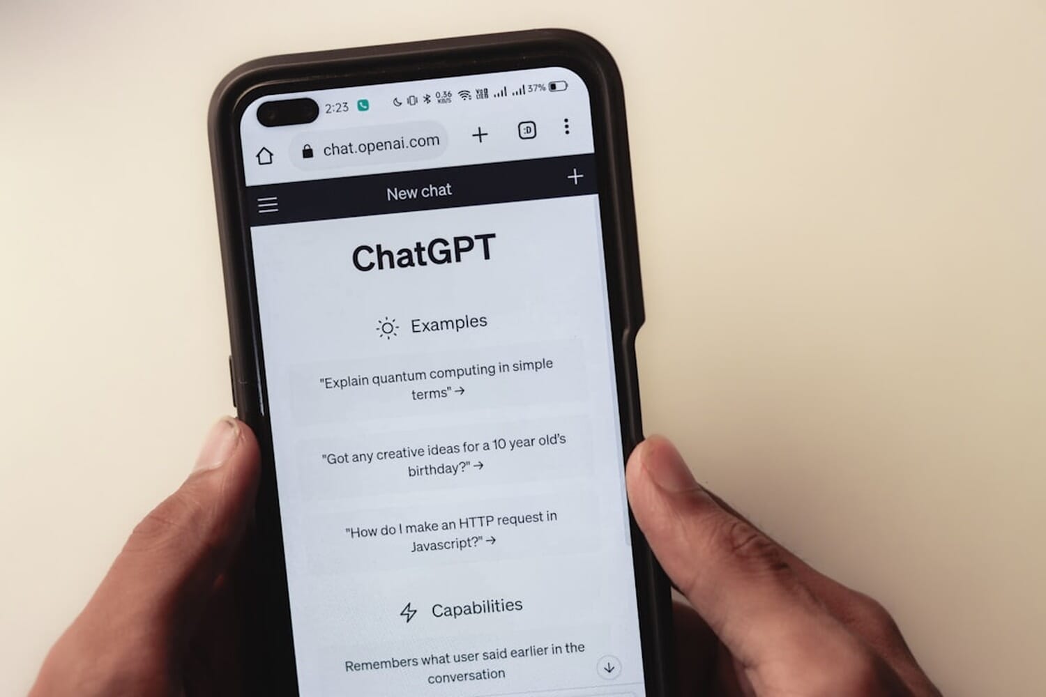 AI chatbot interface on smartphone showing conversational search