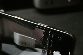 Smartphone camera interface showing iPhone camera app