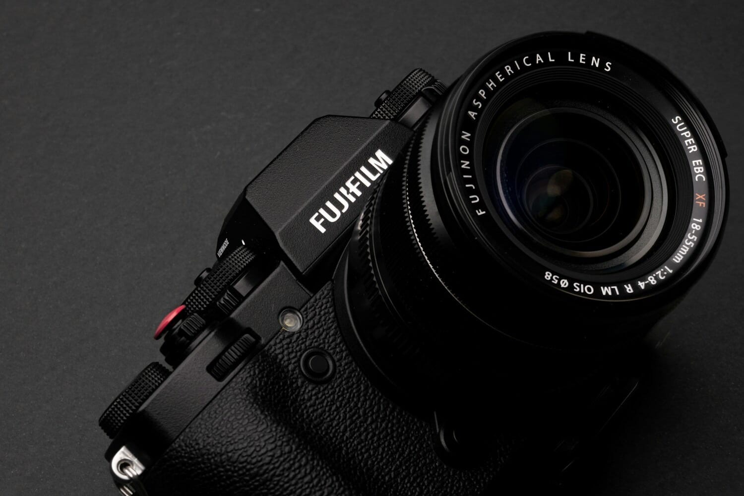 Fujifilm X-series mirrorless camera close-up showing the autofocus system