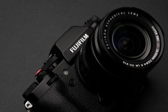 Fujifilm X-series mirrorless camera close-up showing the autofocus system