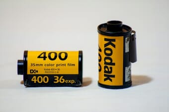 Kodak 35mm film rolls representing the new Ektacolor Pro and Ektapan film lines