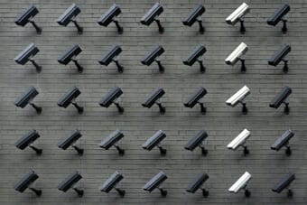 Security surveillance cameras representing privacy concerns with wearable camera technology