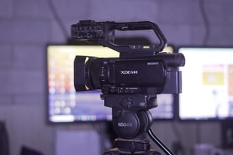 Professional Sony XDCAM video camera in a studio setup — Sony Camera Verify now uses autofocus depth data to authenticate video footage