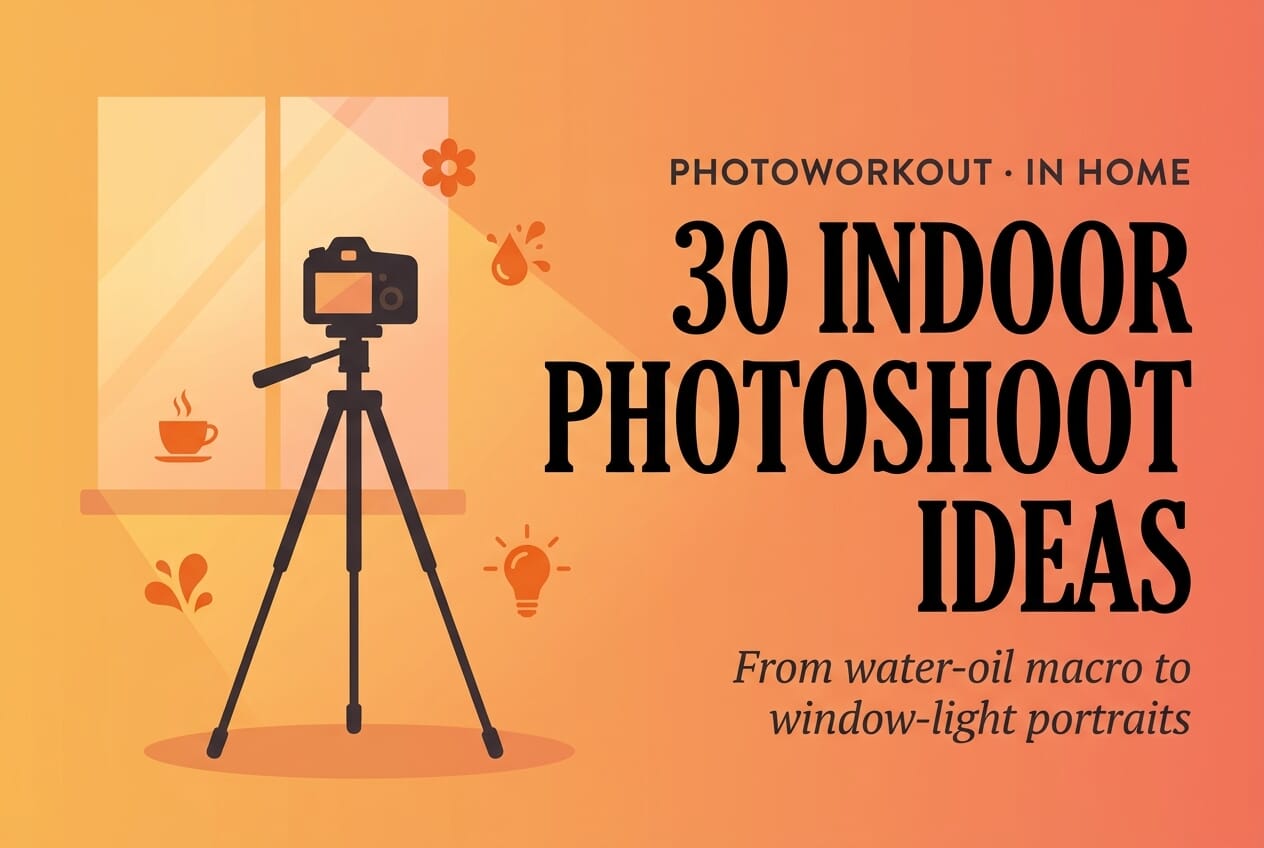 30 Indoor Photoshoot Ideas: From Water-Oil Macro to Window-Light Portraits