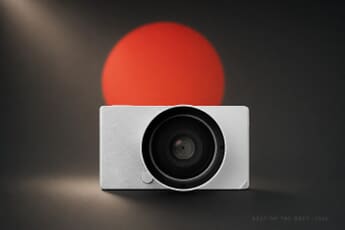 Sigma BF in silver, with a stylised red disc behind it — winner of the Red Dot Best of the Best 2026