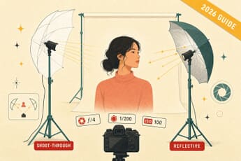 Umbrella Lighting Setup in 2026 — Reflective vs Shoot-Through, and When to Use a Softbox