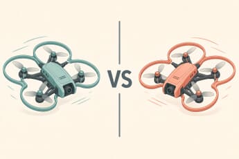 Two generic FPV drones facing off with a VS divider — DJI Avata 360 versus Avata 2 comparison