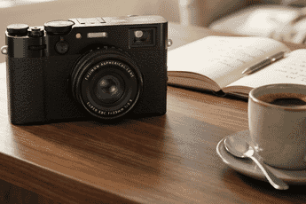 Fujifilm X100VI on a desk — the perpetually sold-out camera behind Fujifilm's imaging profit surge